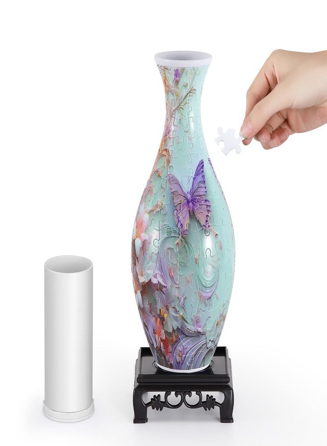 wowsome 3D Puzzle Vase for Adults,Puzzle Planter Pot for Women,3D Art Jar Puzzles for House Flowers Arrangements and Home Decoration (Pink Butterfly) - Image 1
